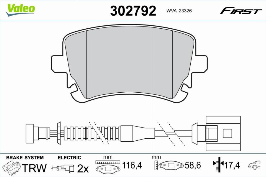 Valeo 302792 - Kit de plaquettes de frein, frein à disque cwaw.fr