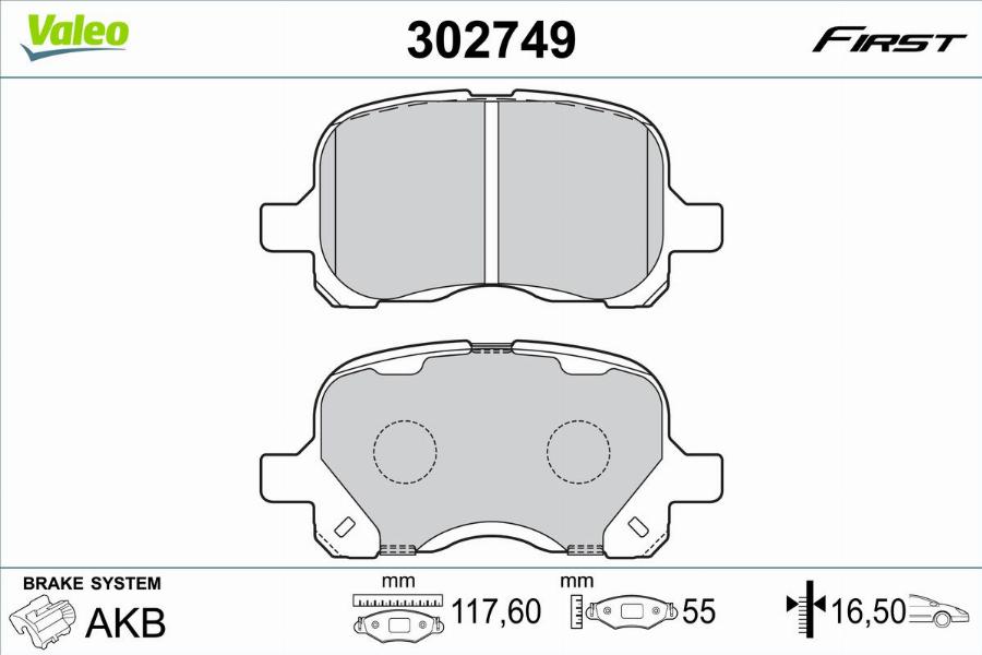 Valeo 302749 - Kit de plaquettes de frein, frein à disque cwaw.fr