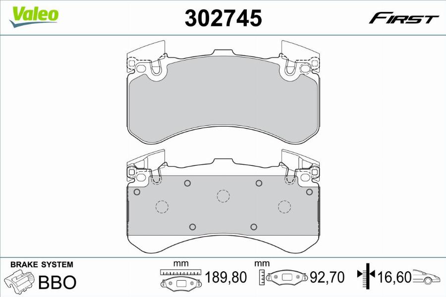 Valeo 302745 - Kit de plaquettes de frein, frein à disque cwaw.fr