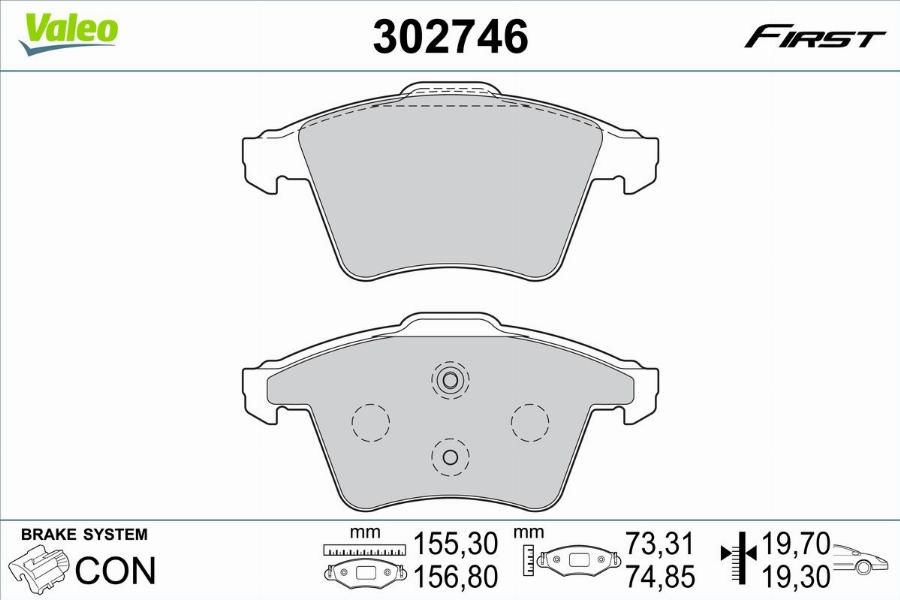 Valeo 302746 - Kit de plaquettes de frein, frein à disque cwaw.fr