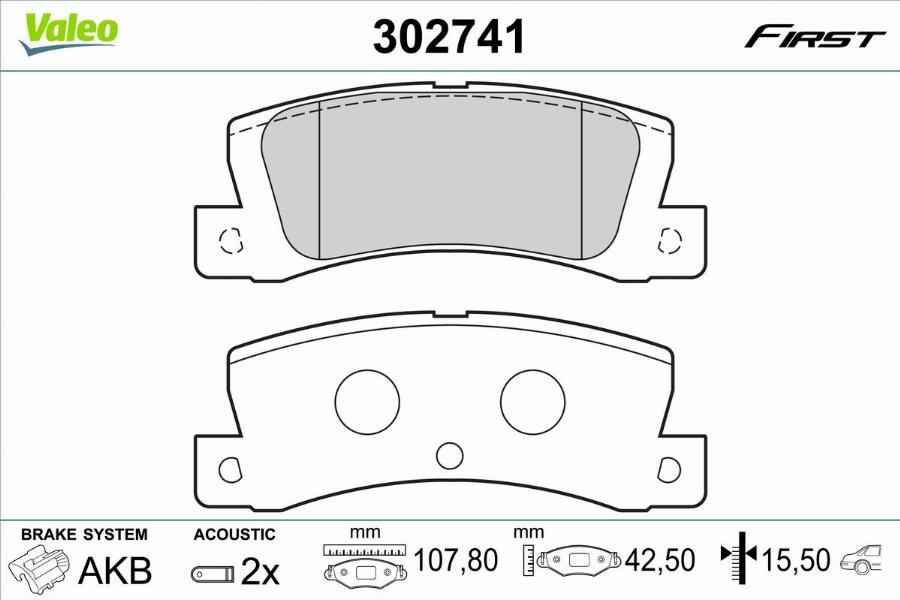 Valeo 302741 - Kit de plaquettes de frein, frein à disque cwaw.fr