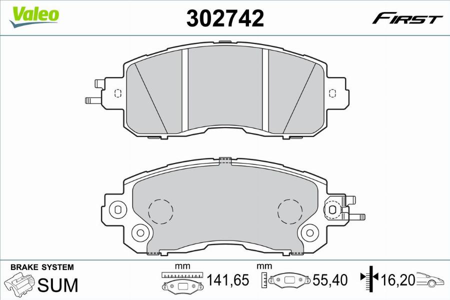 Valeo 302742 - Kit de plaquettes de frein, frein à disque cwaw.fr