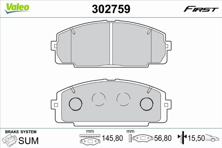 Valeo 302759 - Kit de plaquettes de frein, frein à disque cwaw.fr