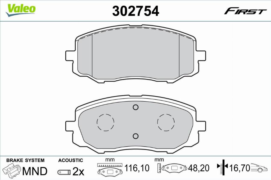 Valeo 302754 - Kit de plaquettes de frein, frein à disque cwaw.fr