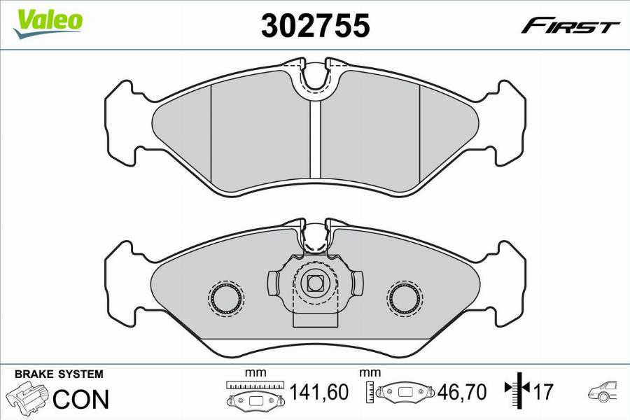 Valeo 302755 - Kit de plaquettes de frein, frein à disque cwaw.fr