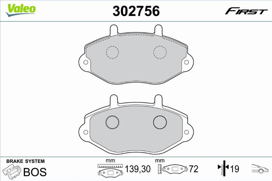 Valeo 302756 - Kit de plaquettes de frein, frein à disque cwaw.fr