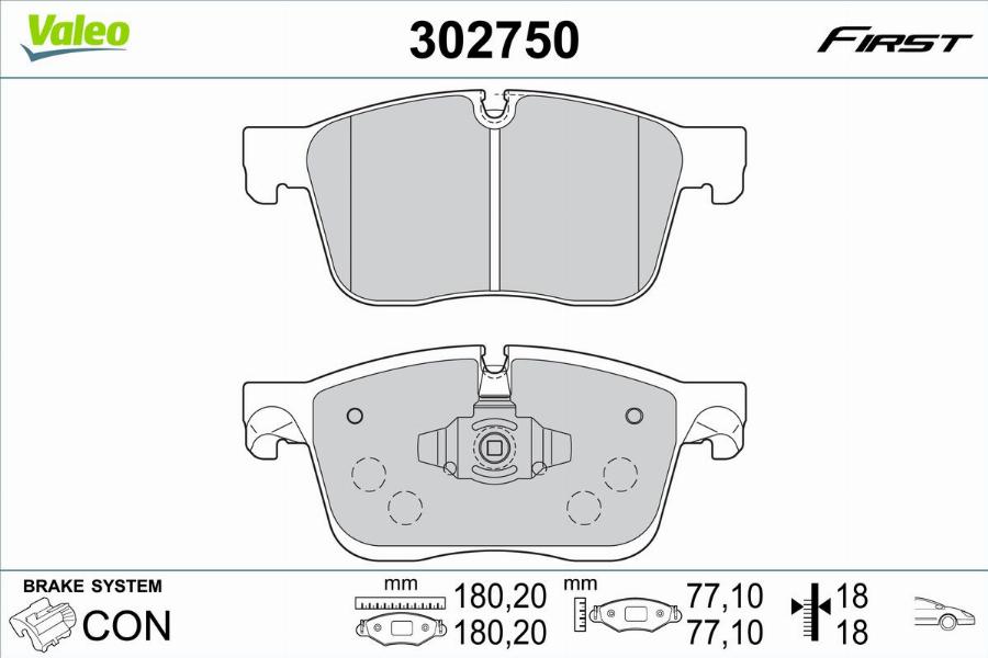 Valeo 302750 - Kit de plaquettes de frein, frein à disque cwaw.fr