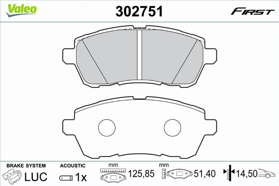 Valeo 302751 - Kit de plaquettes de frein, frein à disque cwaw.fr