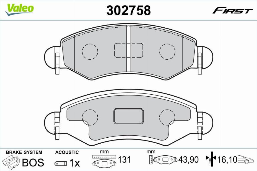 Valeo 302758 - Kit de plaquettes de frein, frein à disque cwaw.fr