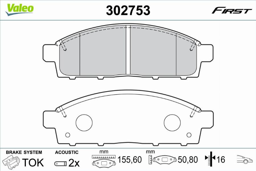 Valeo 302753 - Kit de plaquettes de frein, frein à disque cwaw.fr