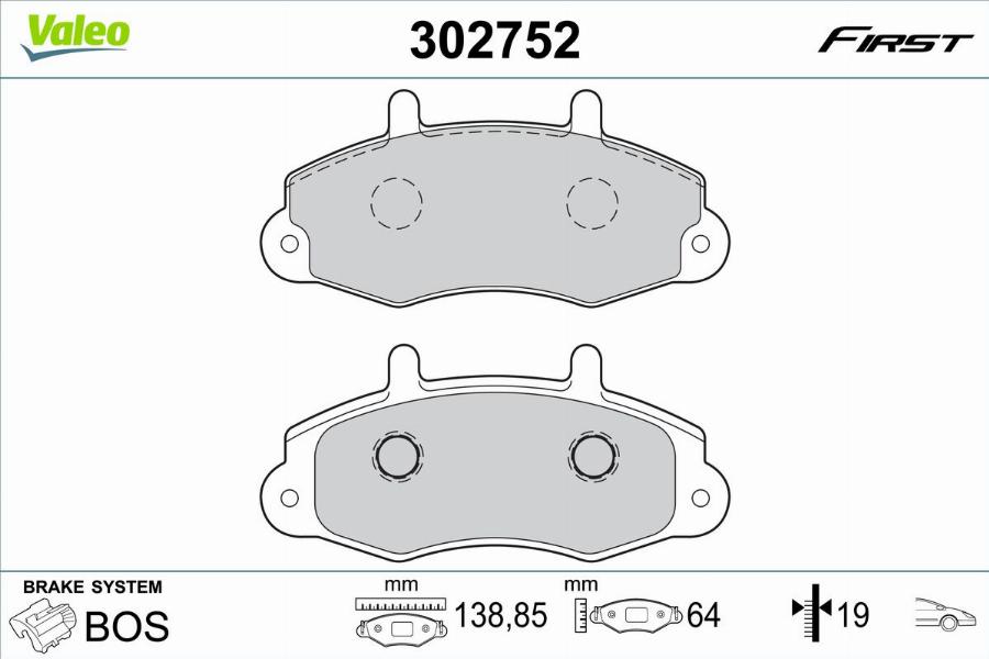 Valeo 302752 - Kit de plaquettes de frein, frein à disque cwaw.fr