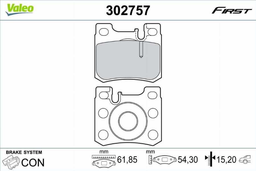 Valeo 302757 - Kit de plaquettes de frein, frein à disque cwaw.fr