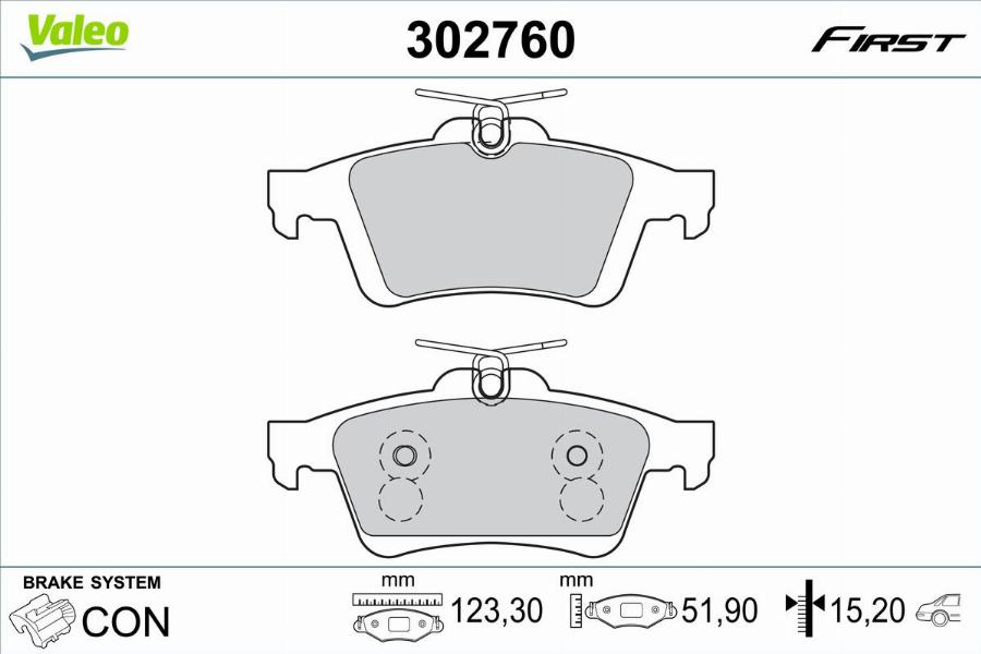 Valeo 302760 - Kit de plaquettes de frein, frein à disque cwaw.fr