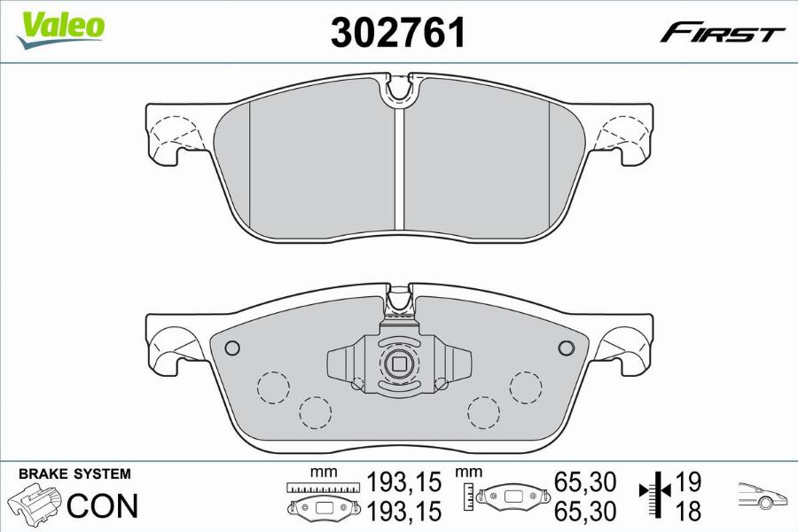 Valeo 302761 - Kit de plaquettes de frein, frein à disque cwaw.fr