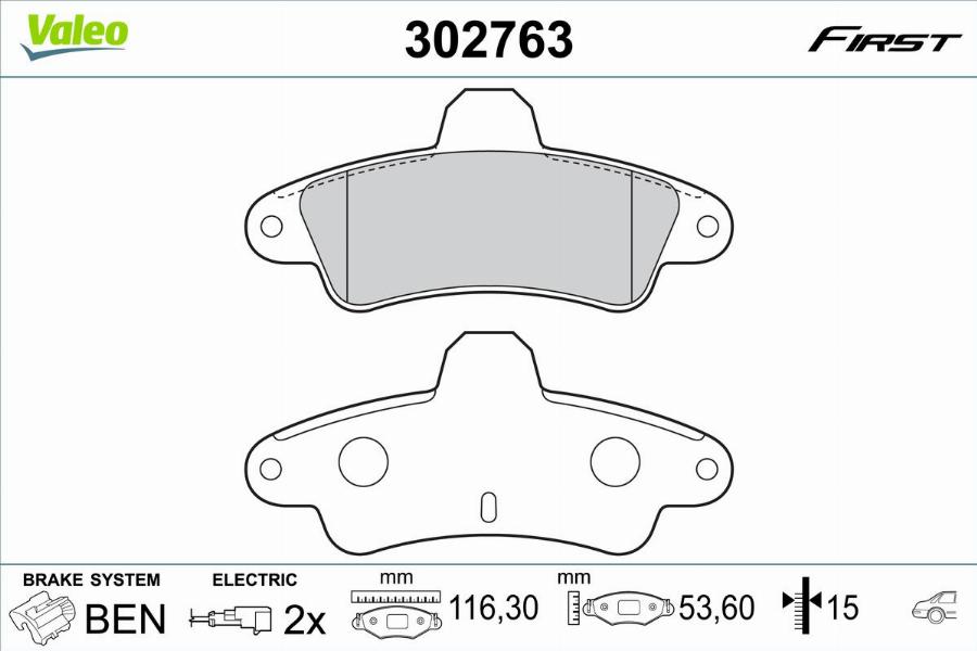 Valeo 302763 - Kit de plaquettes de frein, frein à disque cwaw.fr