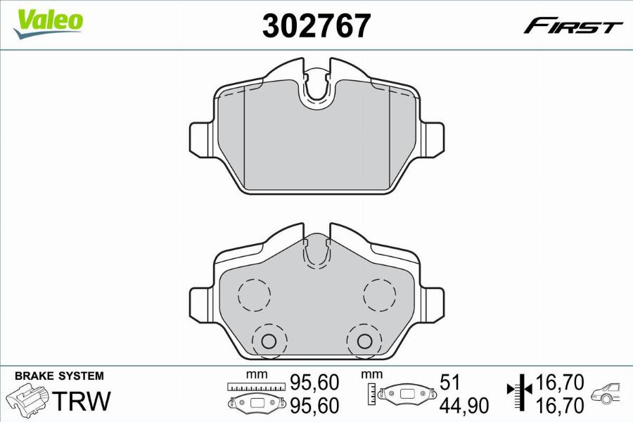 Valeo 302767 - Kit de plaquettes de frein, frein à disque cwaw.fr