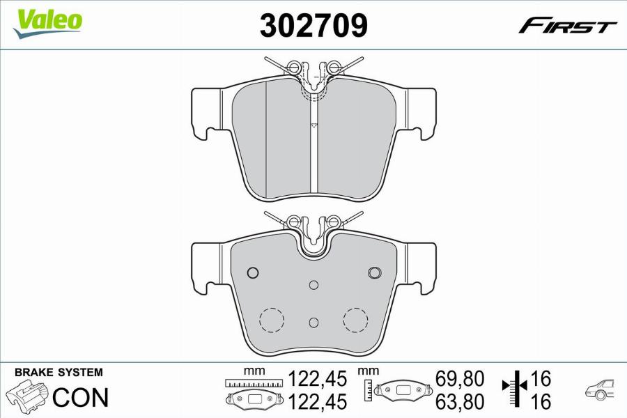 Valeo 302709 - Kit de plaquettes de frein, frein à disque cwaw.fr