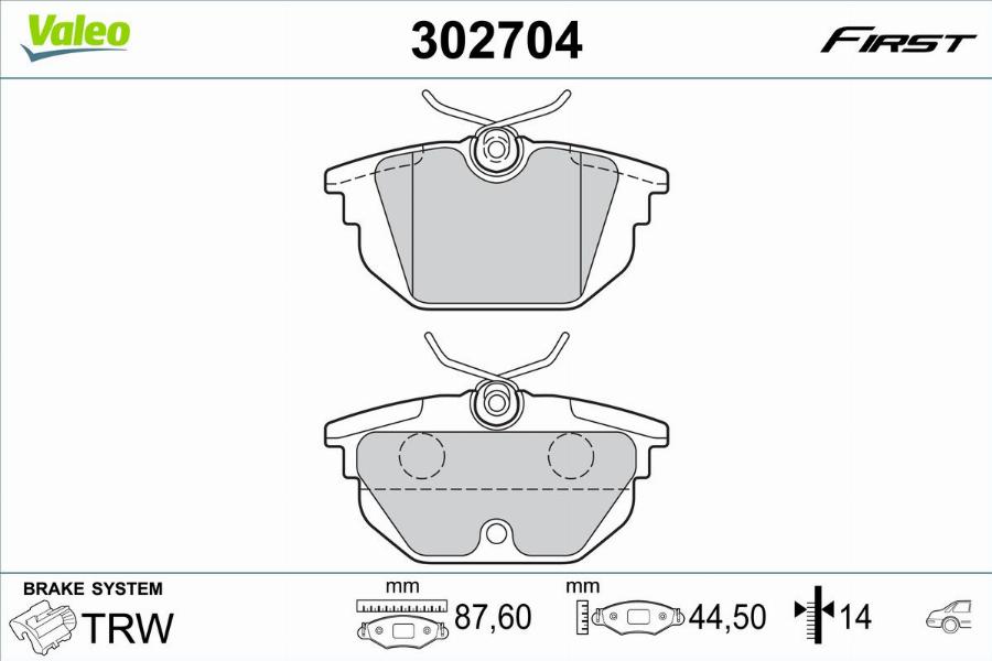 Valeo 302704 - Kit de plaquettes de frein, frein à disque cwaw.fr