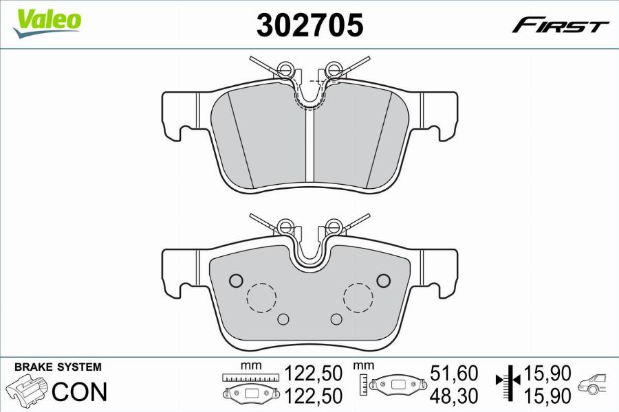 Valeo 302705 - Kit de plaquettes de frein, frein à disque cwaw.fr