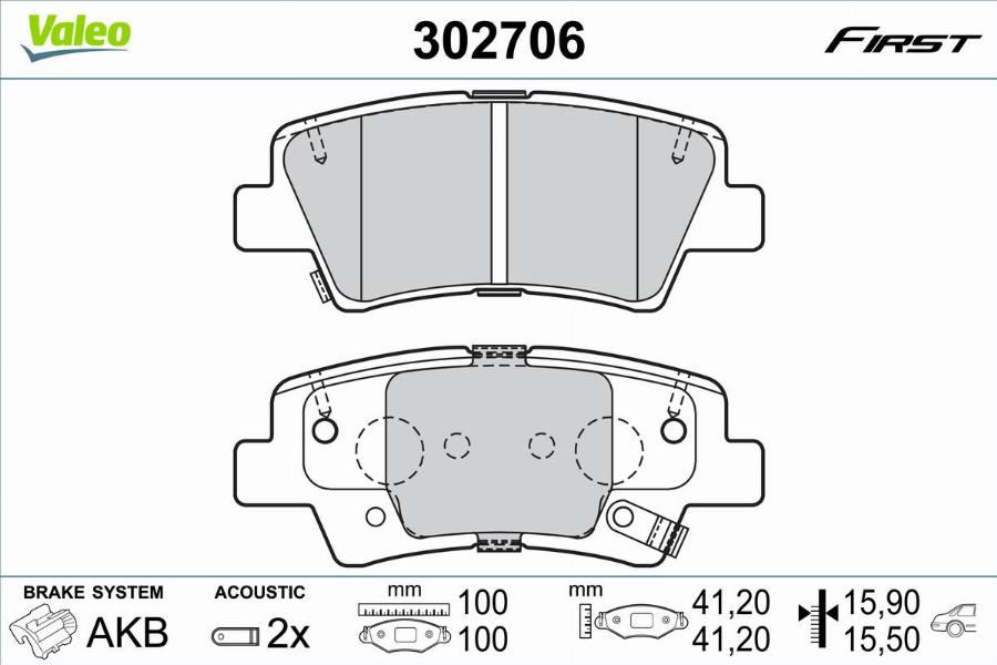 Valeo 302706 - Kit de plaquettes de frein, frein à disque cwaw.fr