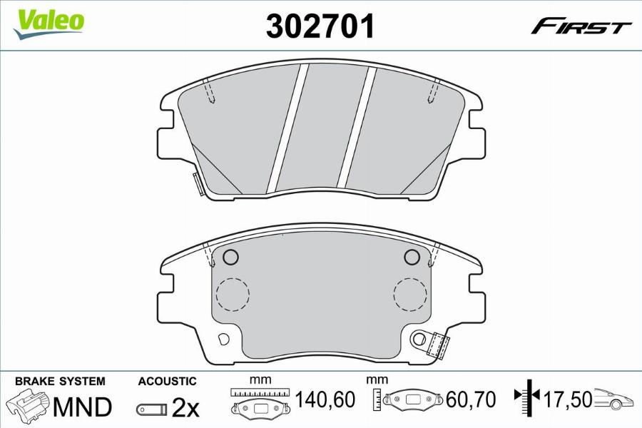 Valeo 302701 - Kit de plaquettes de frein, frein à disque cwaw.fr