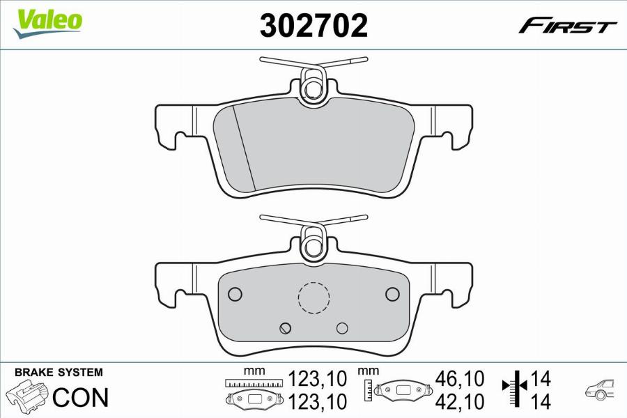 Valeo 302702 - Kit de plaquettes de frein, frein à disque cwaw.fr