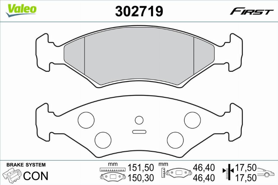 Valeo 302719 - Kit de plaquettes de frein, frein à disque cwaw.fr