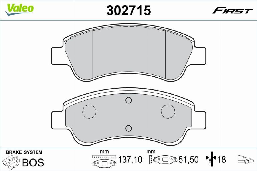 Valeo 302715 - Kit de plaquettes de frein, frein à disque cwaw.fr