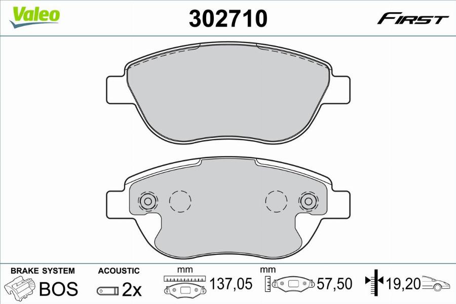 Valeo 302710 - Kit de plaquettes de frein, frein à disque cwaw.fr