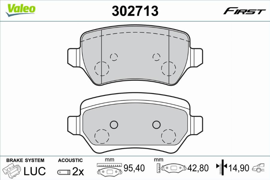 Valeo 302713 - Kit de plaquettes de frein, frein à disque cwaw.fr