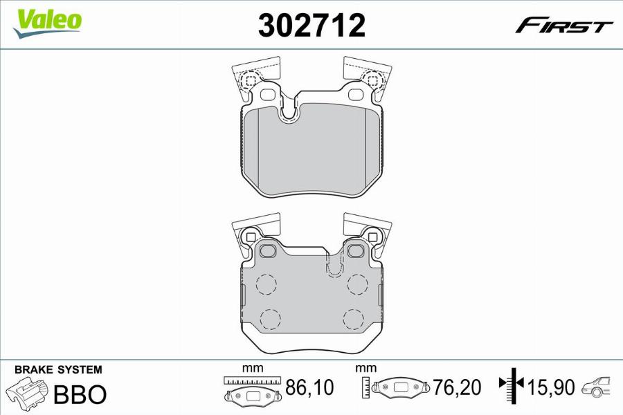 Valeo 302712 - Kit de plaquettes de frein, frein à disque cwaw.fr