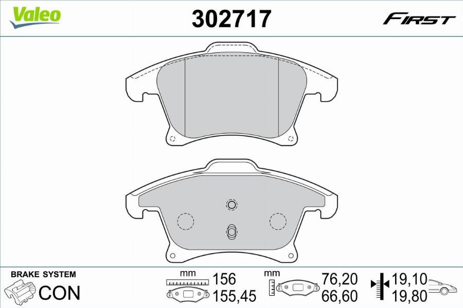 Valeo 302717 - Kit de plaquettes de frein, frein à disque cwaw.fr