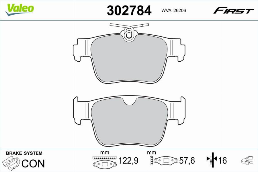 Valeo 302784 - Kit de plaquettes de frein, frein à disque cwaw.fr