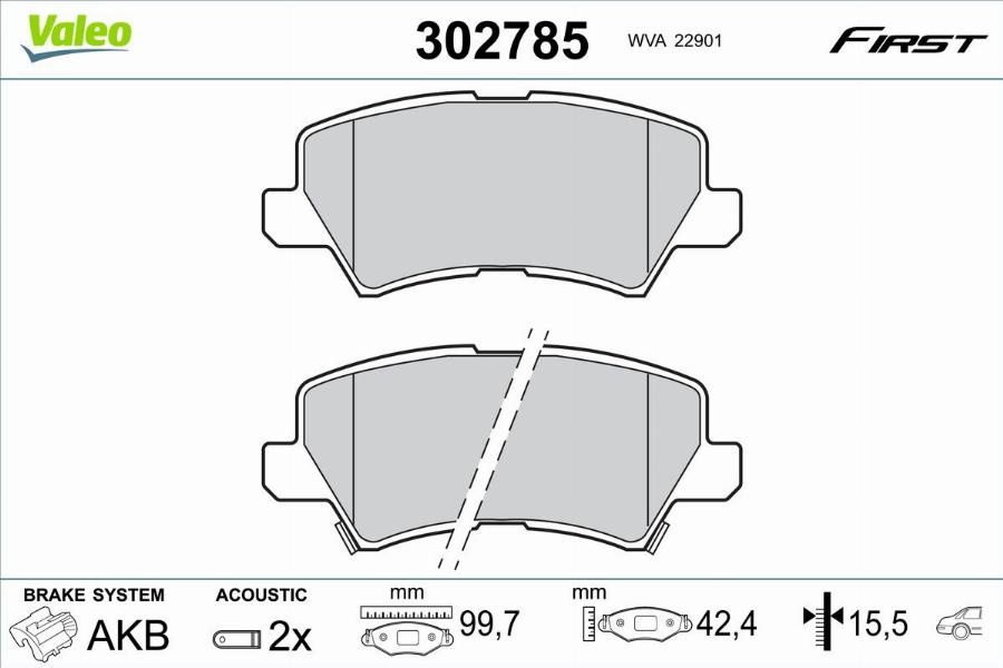 Valeo 302785 - Kit de plaquettes de frein, frein à disque cwaw.fr