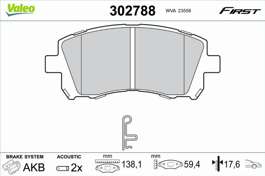 Valeo 302788 - Kit de plaquettes de frein, frein à disque cwaw.fr