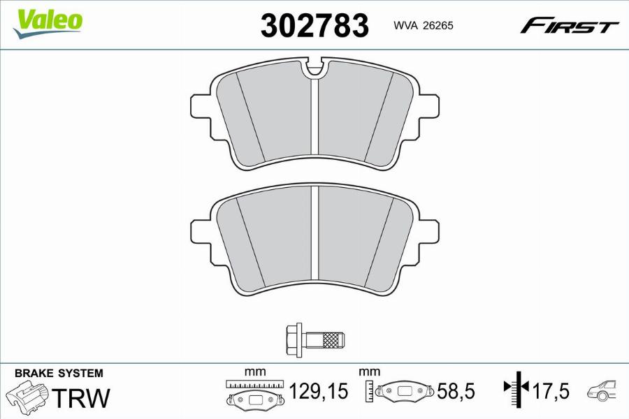 Valeo 302783 - Kit de plaquettes de frein, frein à disque cwaw.fr