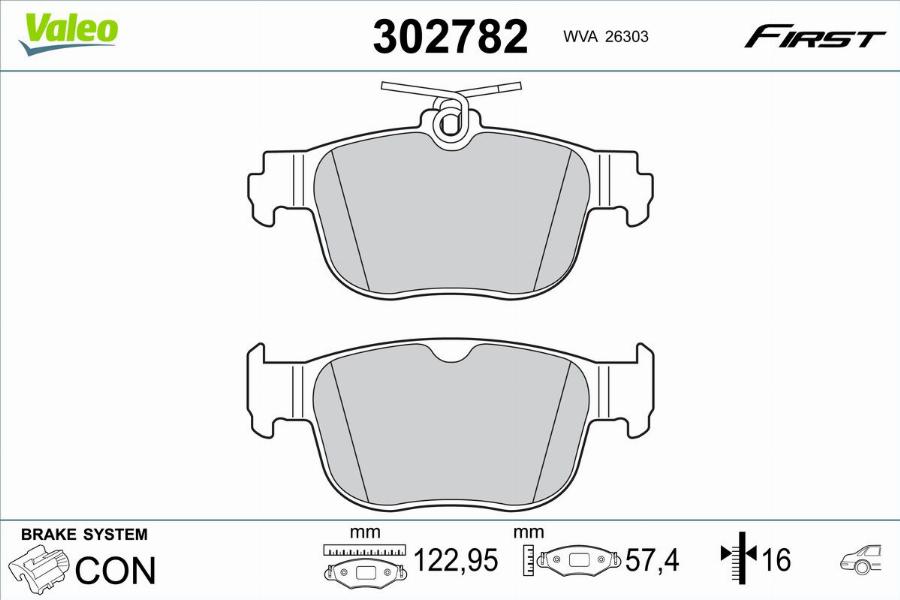 Valeo 302782 - Kit de plaquettes de frein, frein à disque cwaw.fr