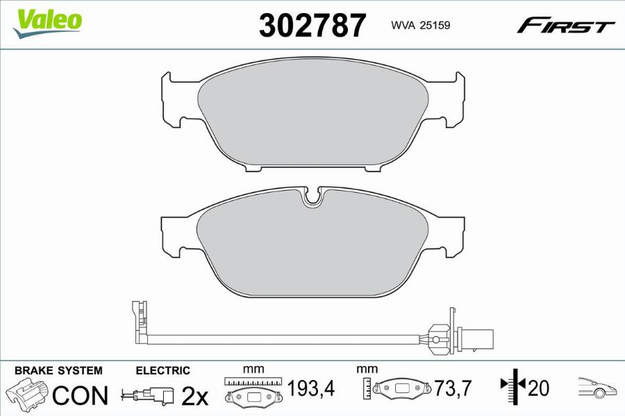 Valeo 302787 - Kit de plaquettes de frein, frein à disque cwaw.fr