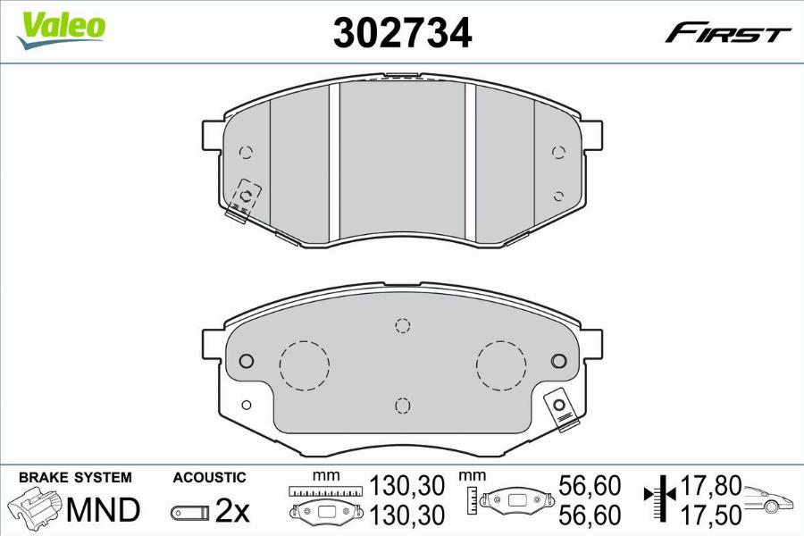 Valeo 302734 - Kit de plaquettes de frein, frein à disque cwaw.fr