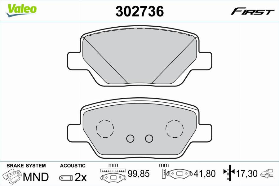 Valeo 302736 - Kit de plaquettes de frein, frein à disque cwaw.fr