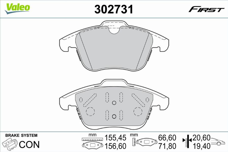 Valeo 302731 - Kit de plaquettes de frein, frein à disque cwaw.fr