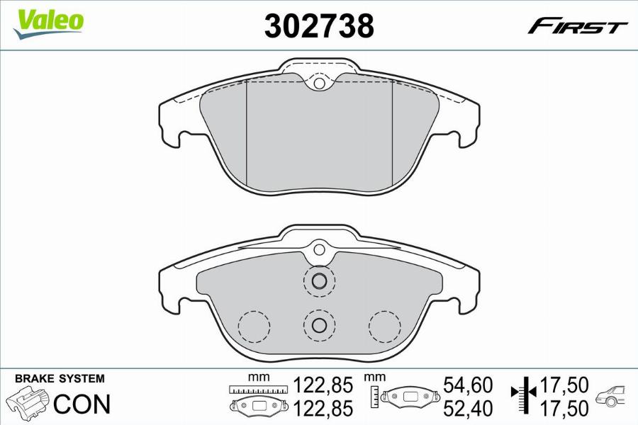 Valeo 302738 - Kit de plaquettes de frein, frein à disque cwaw.fr