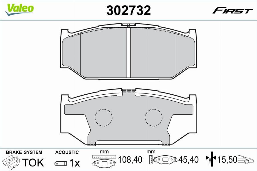 Valeo 302732 - Kit de plaquettes de frein, frein à disque cwaw.fr