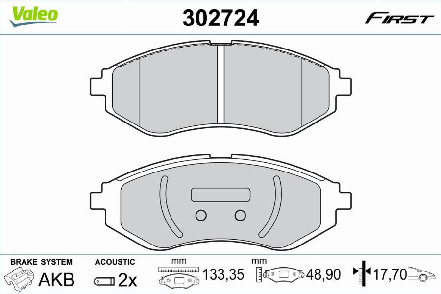 Valeo 302724 - Kit de plaquettes de frein, frein à disque cwaw.fr