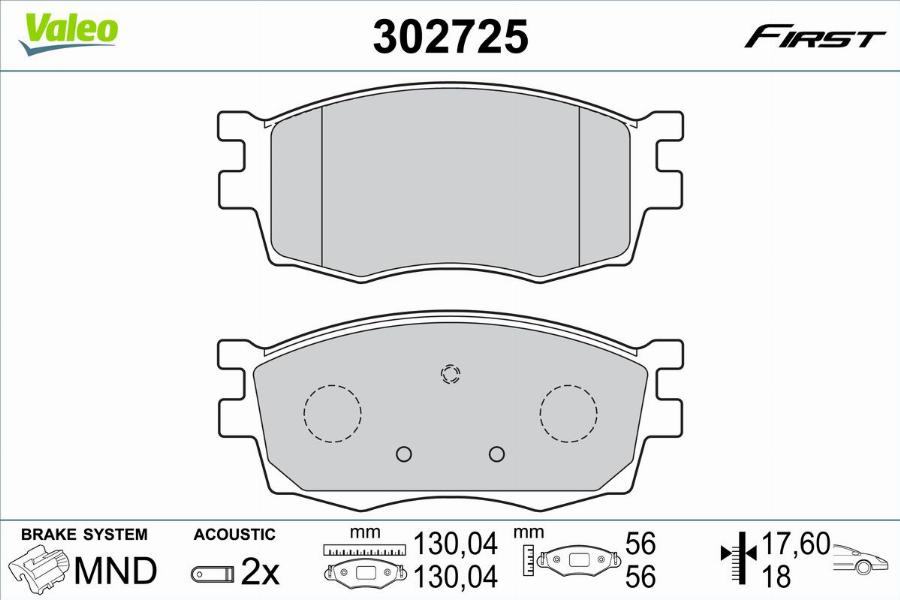 Valeo 302725 - Kit de plaquettes de frein, frein à disque cwaw.fr