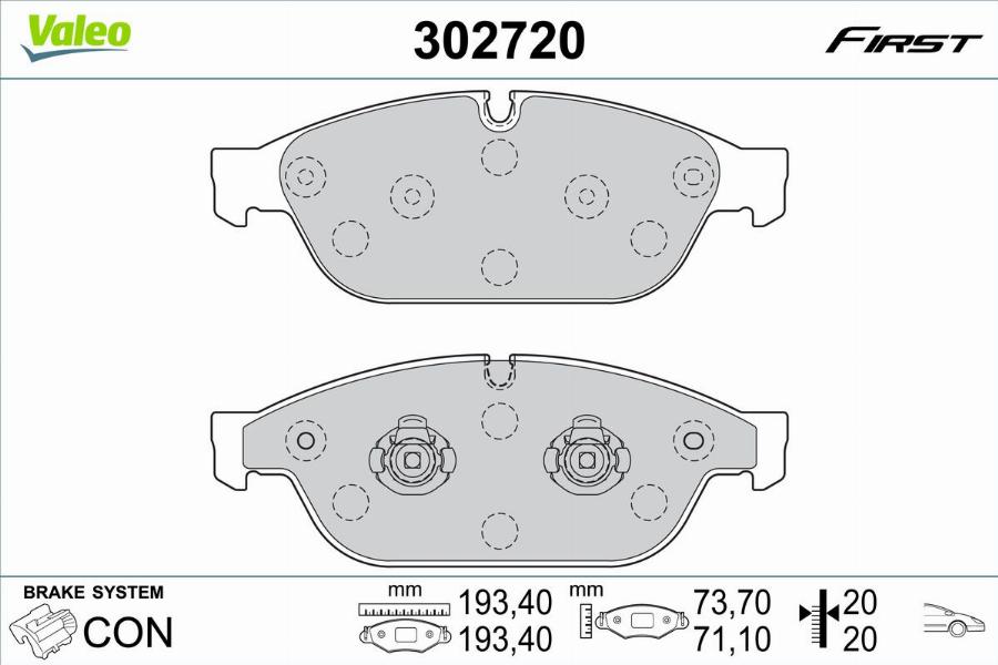 Valeo 302720 - Kit de plaquettes de frein, frein à disque cwaw.fr