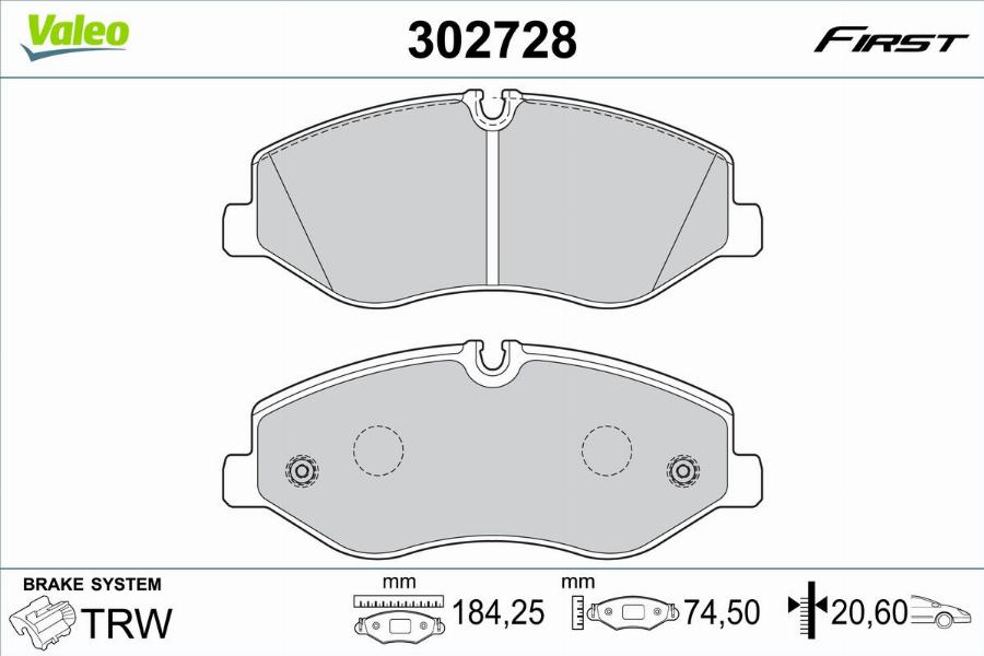 Valeo 302728 - Kit de plaquettes de frein, frein à disque cwaw.fr