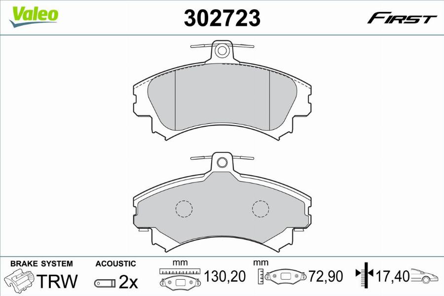 Valeo 302723 - Kit de plaquettes de frein, frein à disque cwaw.fr