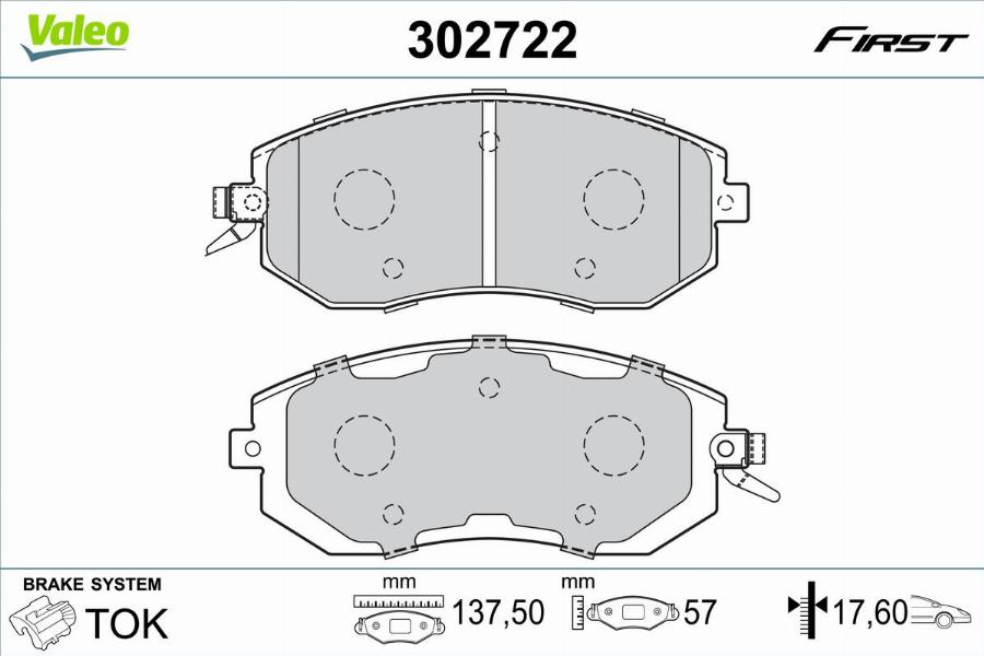 Valeo 302722 - Kit de plaquettes de frein, frein à disque cwaw.fr