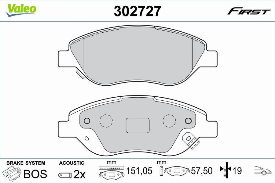 Valeo 302727 - Kit de plaquettes de frein, frein à disque cwaw.fr